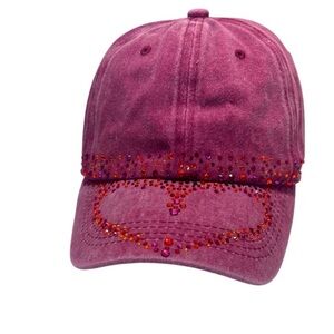 100% Cotton Casual Dusty Rose Rhinestone Bling Hip Hop Style Streetwear Cap Hat